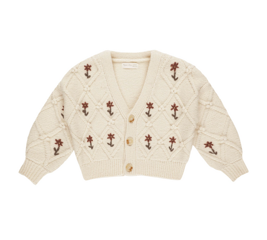 Boxy Cardigan, Winter Floral Embroidery