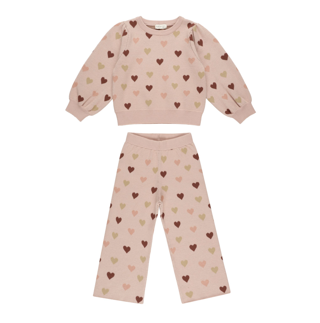 Jacquard Knit Set, Hearts | 10-12y