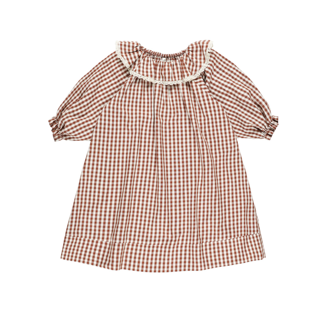 Girl's Nightgown, Brick Gingham