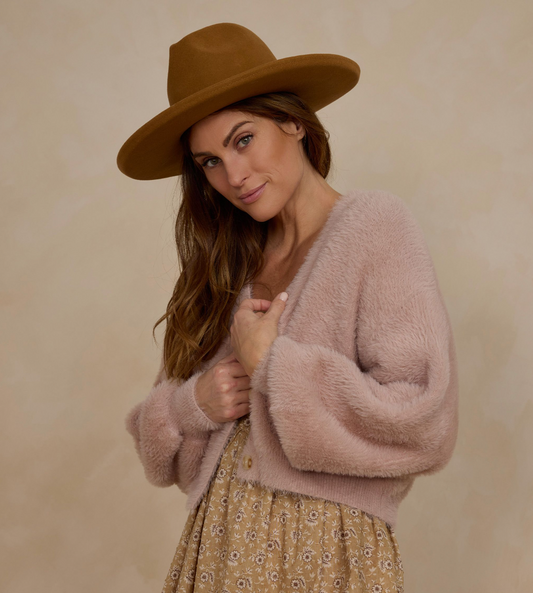 Women's Fuzzy Cardigan, Blush