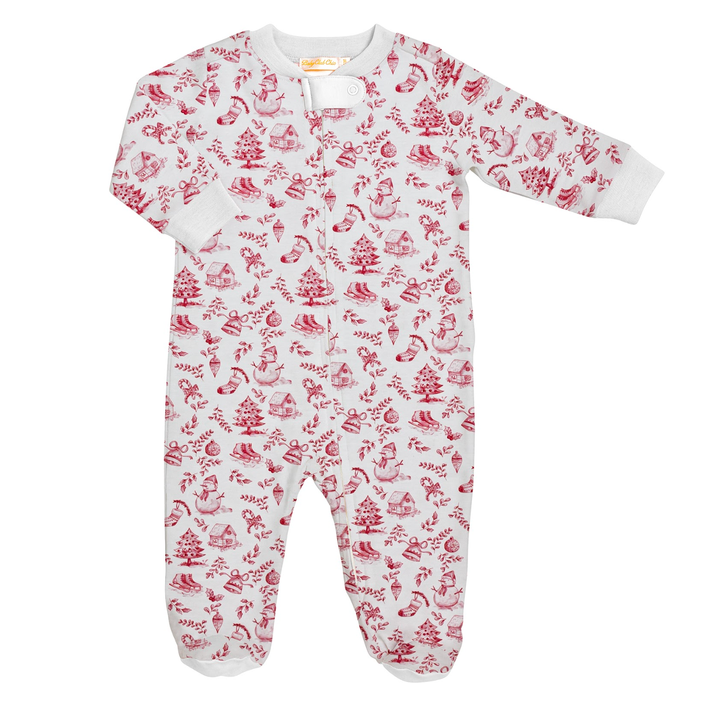 Zipped Footie, Christmas Toile | newborn