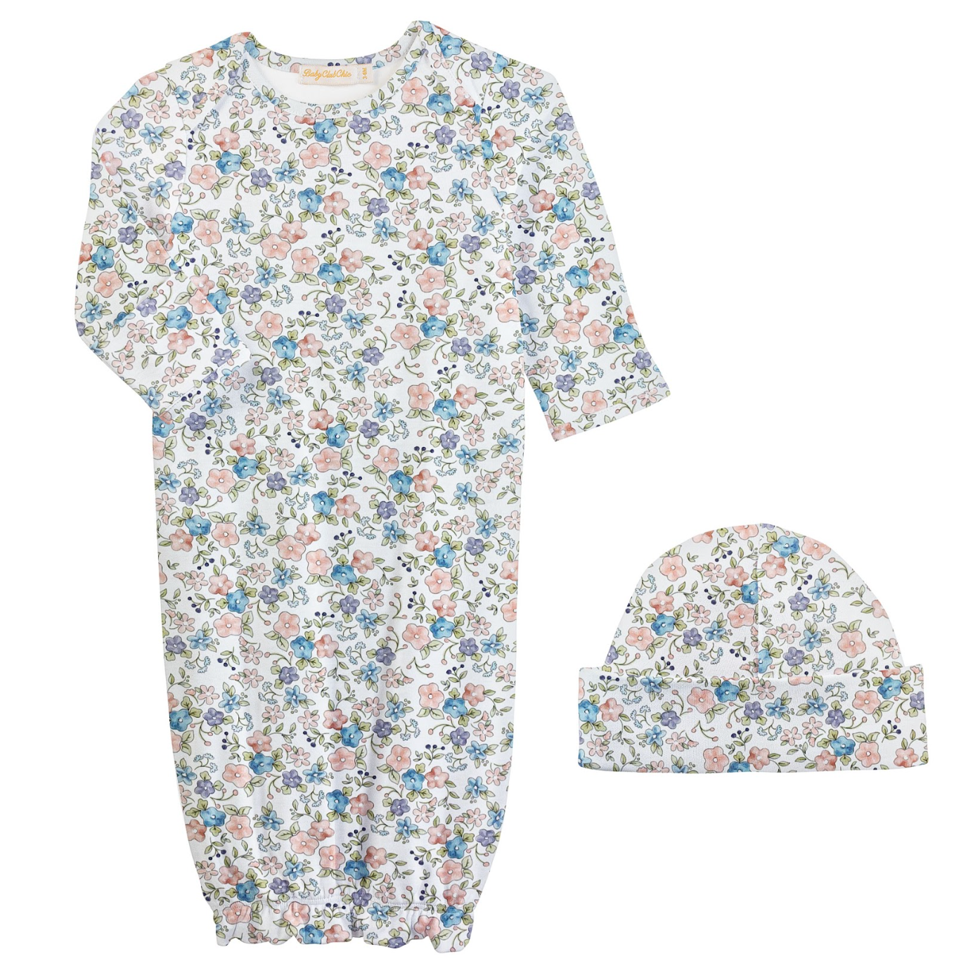 Gown + Hat Set, Soft Floral