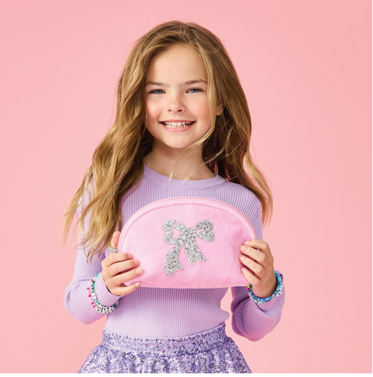 Glitter Bow Oval Cosmetic Bag - Magpies Paducah