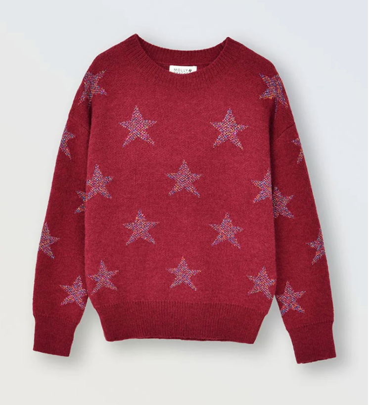 Star Shimmer Sweater, Dark Red