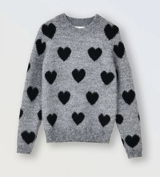 Heart Sweater, Ash Grey