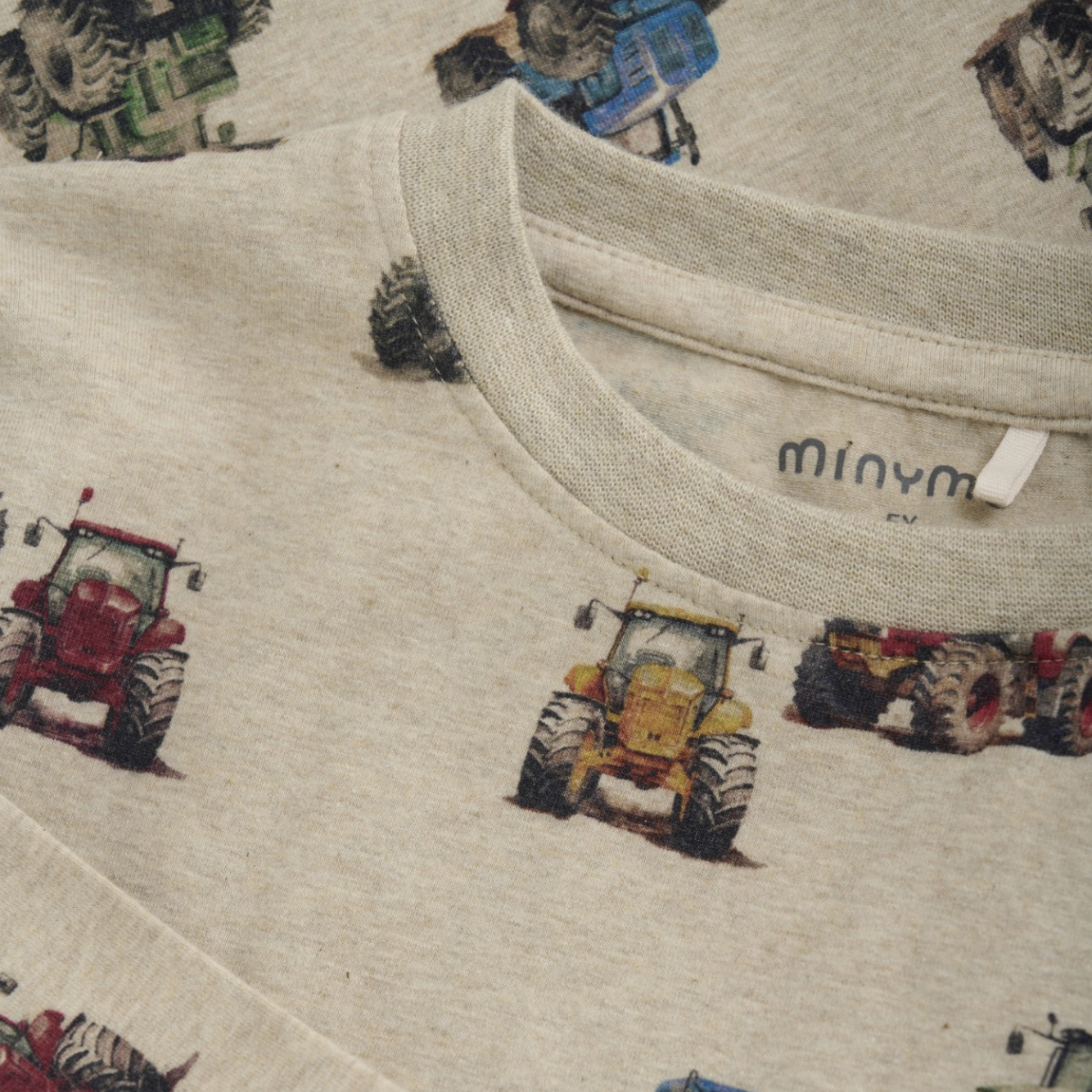 Long Sleeve Tee, Natural Tractors | 12m