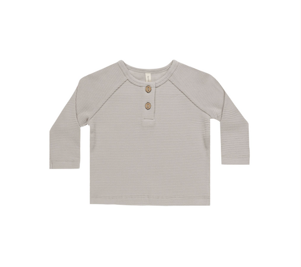 Henley Knit Top, Fog | 2-3y