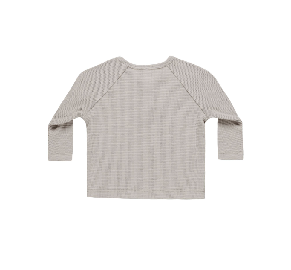 Henley Knit Top, Fog | 2-3y