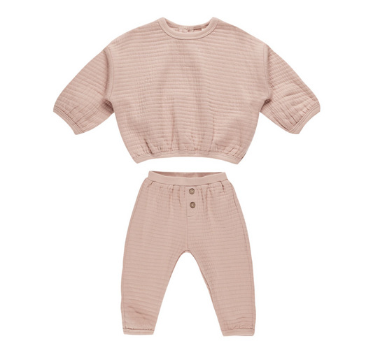 Textured Sweat Set, Blush