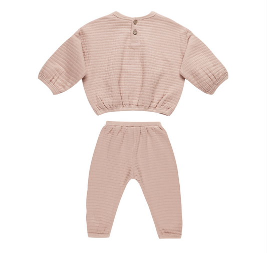 Textured Sweat Set, Blush