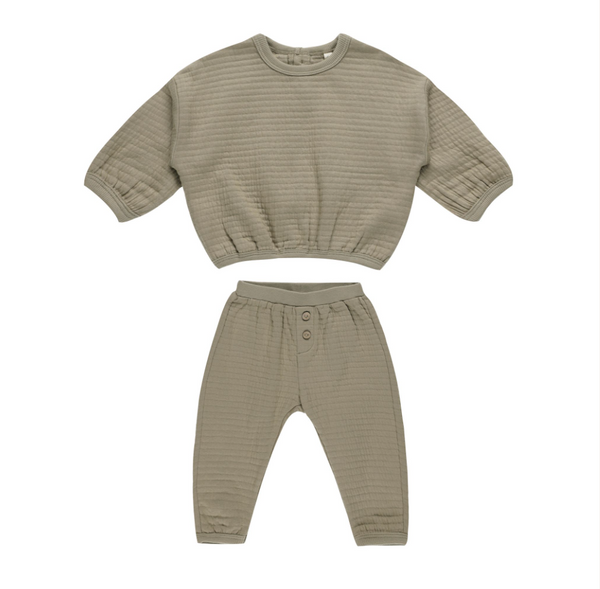 Textured Sweat Set, Olive