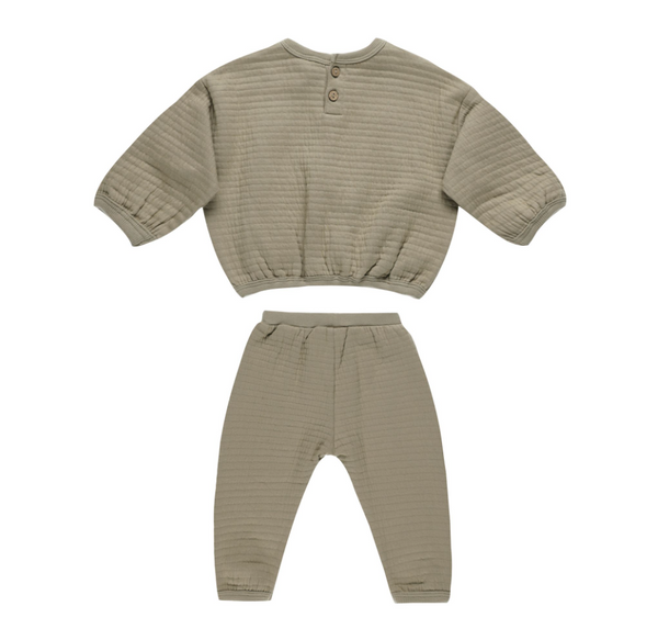 Textured Sweat Set, Olive