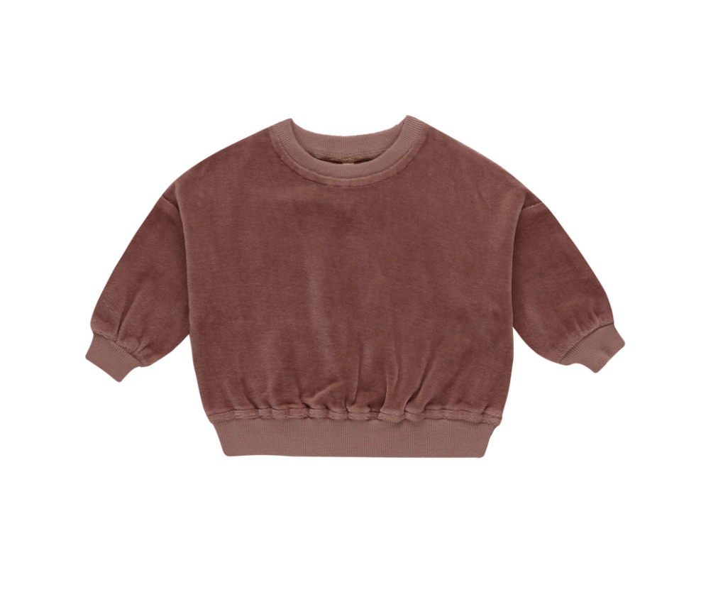 Velour Relaxed Sweatshirt, Cranberry