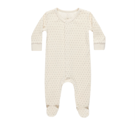 Velour Hidden Snap Footie, Polka Dot