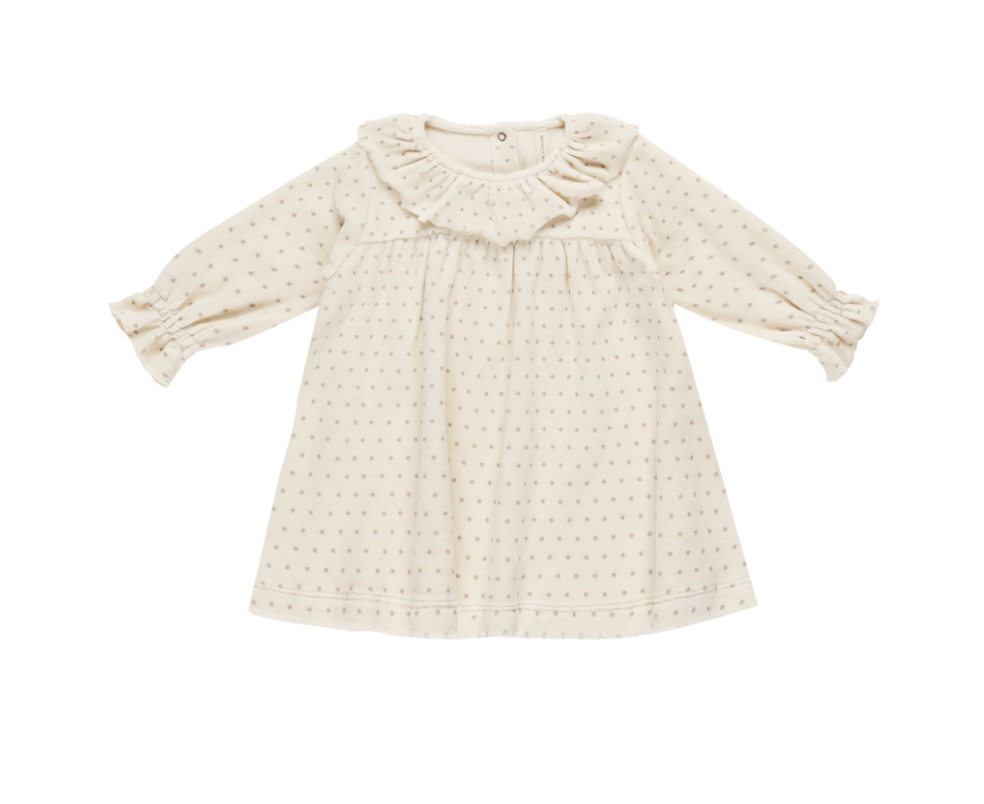 Velour Baby Dress, Polka Dot