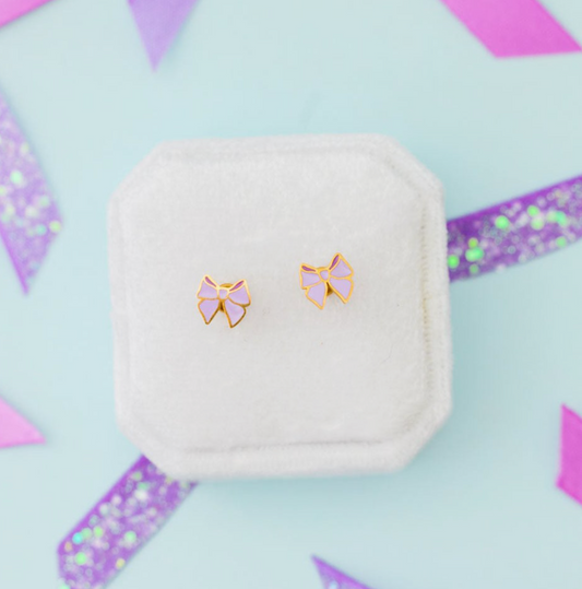 Lavender Bow Stud Earrings