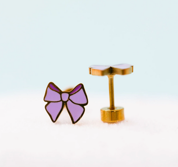 Lavender Bow Stud Earrings