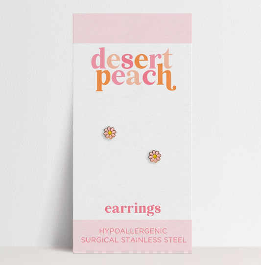 Pink Daisy Stud Earrings