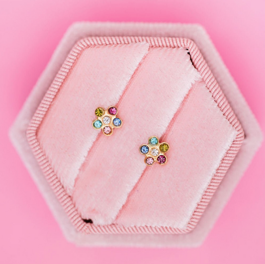 Rainbow CZ Stud Earrings