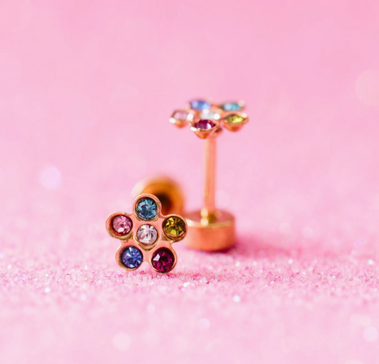 Rainbow CZ Stud Earrings