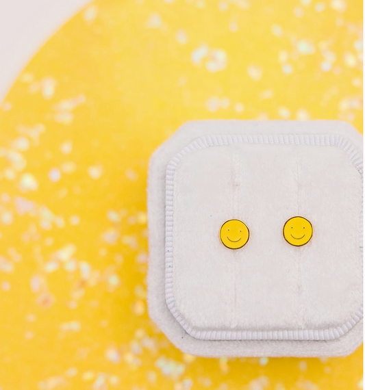 Yellow Smiley Stud Earrings