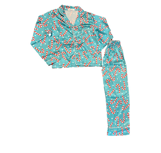 Pajama Set, Mint Candy Canes