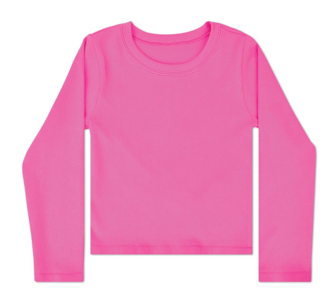 Pretty Pink Ribbed Long Sleeve Shirt