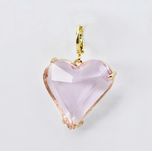 Pink Heart Stone Charm - Magpies Paducah
