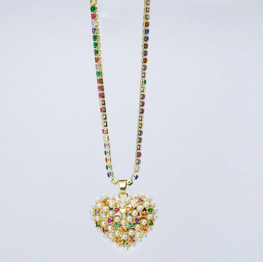 Glowing Heart of Pearls Necklace