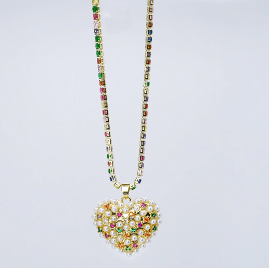 Glowing Heart of Pearls Necklace - Magpies Paducah