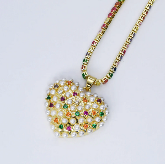 Glowing Heart of Pearls Necklace - Magpies Paducah