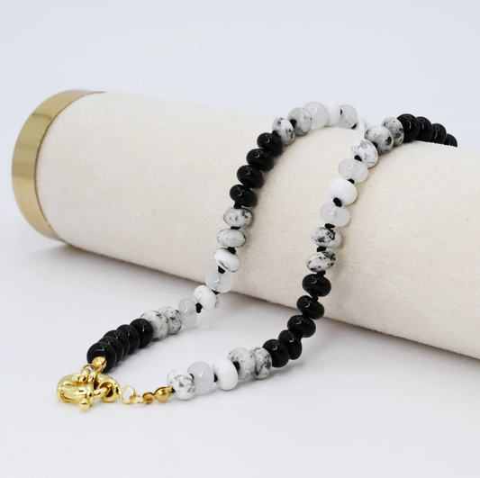 Brooke Black + White Gemstone Necklace