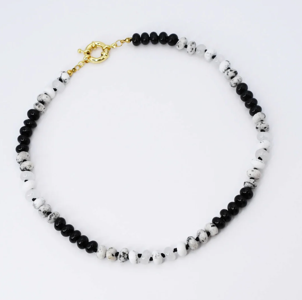 Brooke Black + White Gemstone Necklace