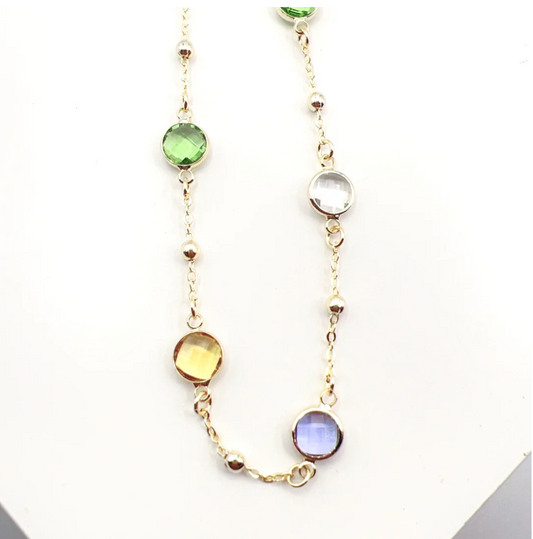 Circle Multi Gem Necklace