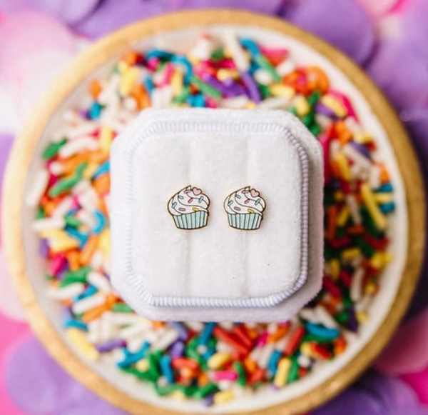 Rainbow Cupcake Stud Earrings