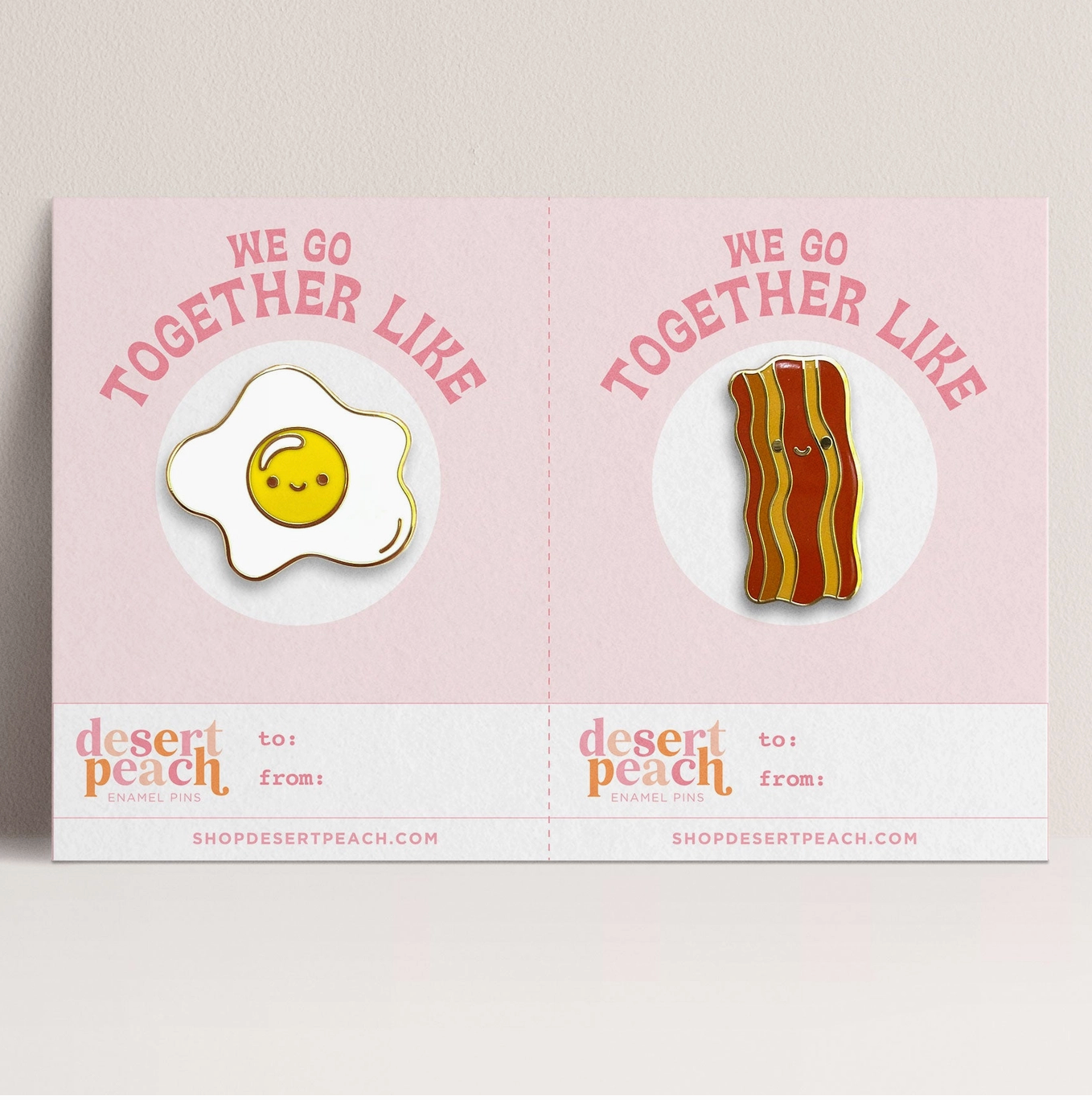 BFF Enamel Pin Set, "We Go Together Like Eggs & Bacon"