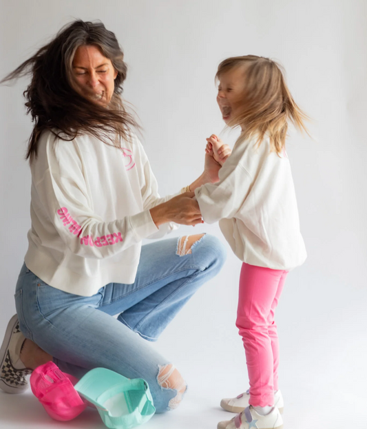 Women's Keep On Smiling Crewneck, White - Magpies Paducah