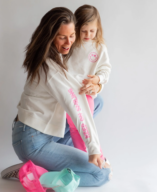 Women's Keep On Smiling Crewneck, White - Magpies Paducah