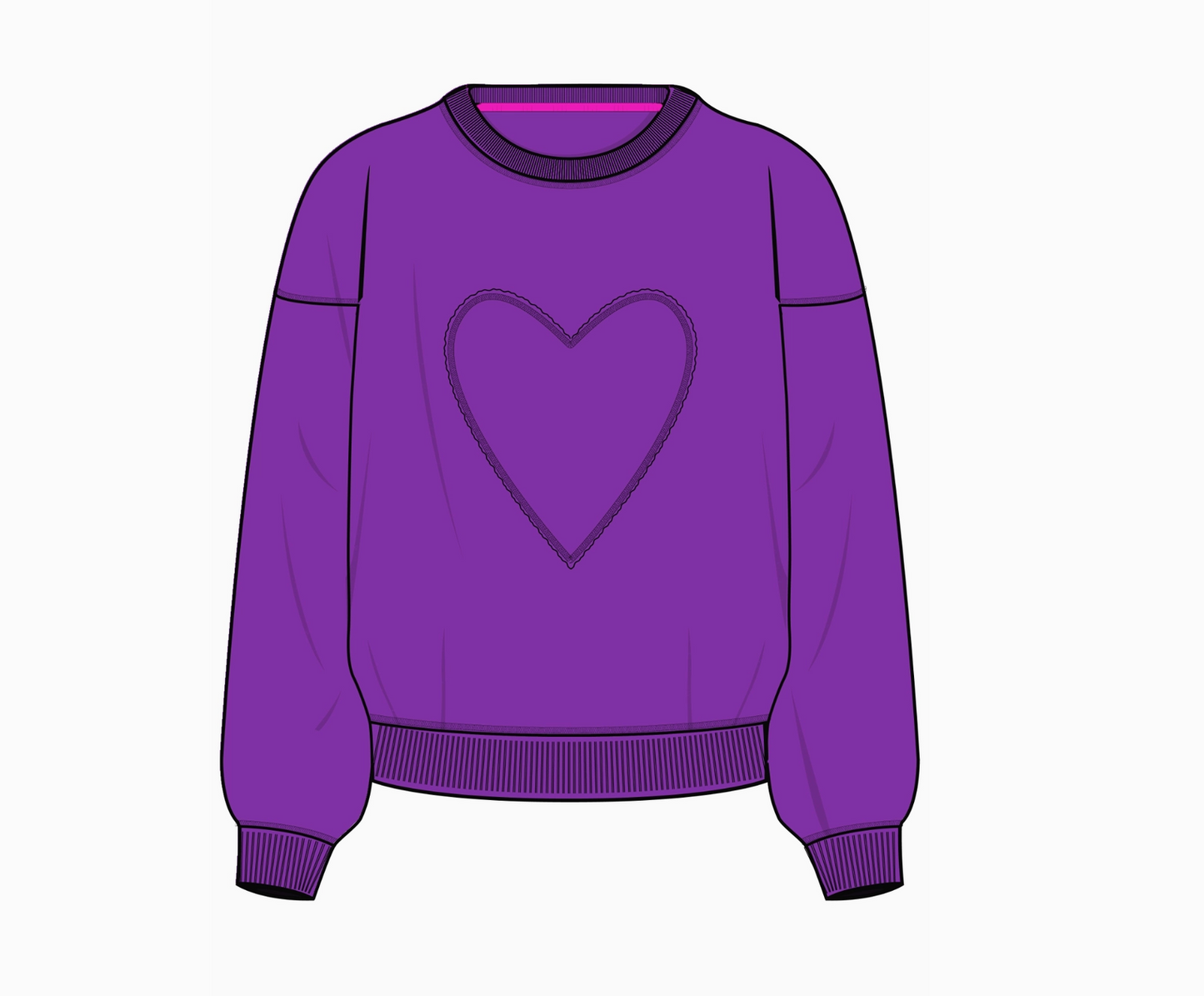 Classic Heart Crewneck, Provence Lavender