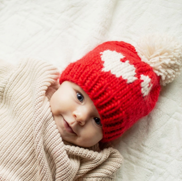 Sweetheart Handknit Beanie, Red