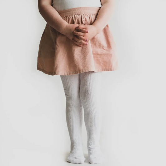White Cable Knit Tights - Magpies Paducah