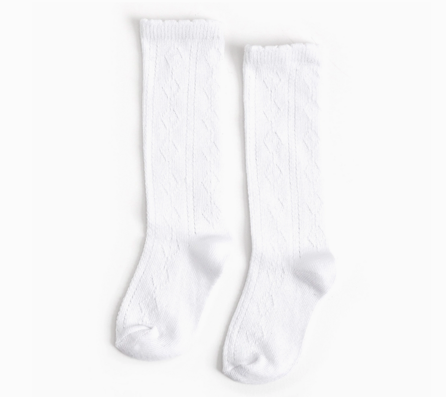 White Scalloped Fancy Knee High Socks