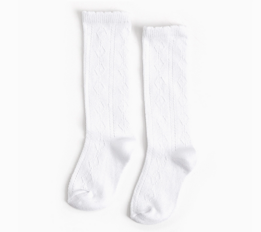 White Scalloped Fancy Knee High Socks