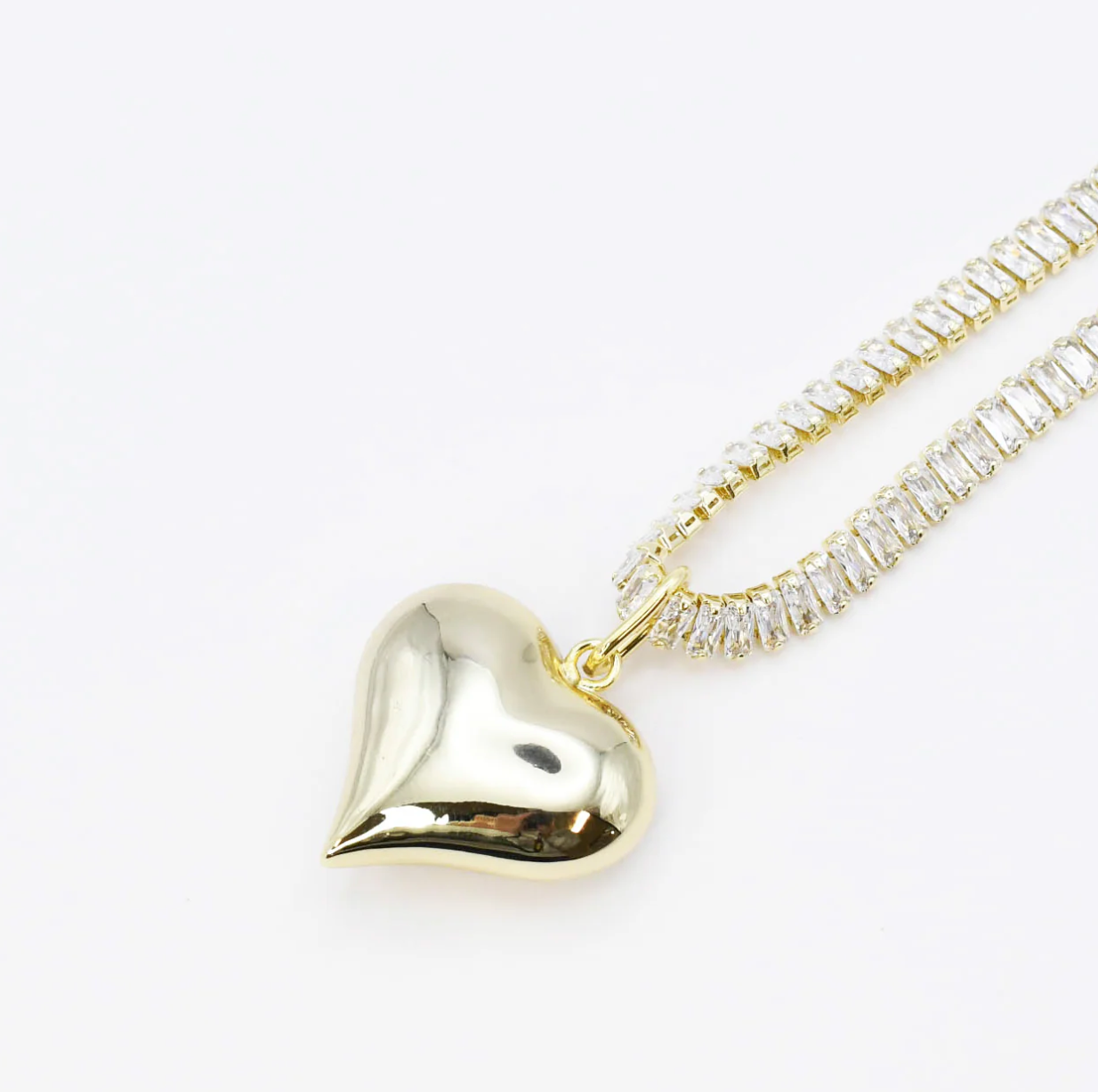 Crystal Puffy Heart Necklace