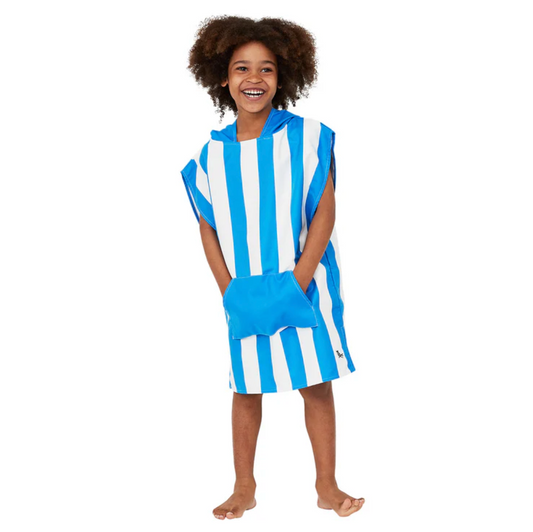 Quick Dry Poncho, Kids MEDIUM | Bondi Blue - Magpies Paducah