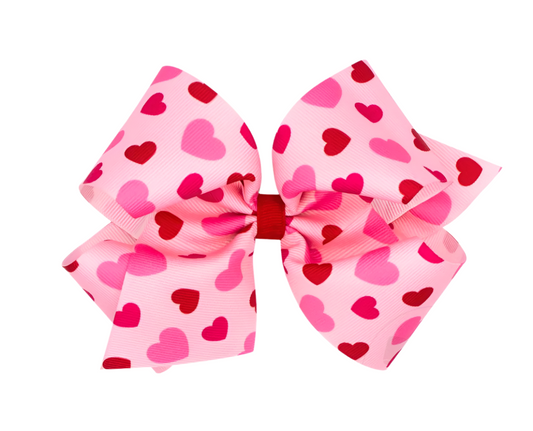 Medium Print Bow, Pink Valentine Heart