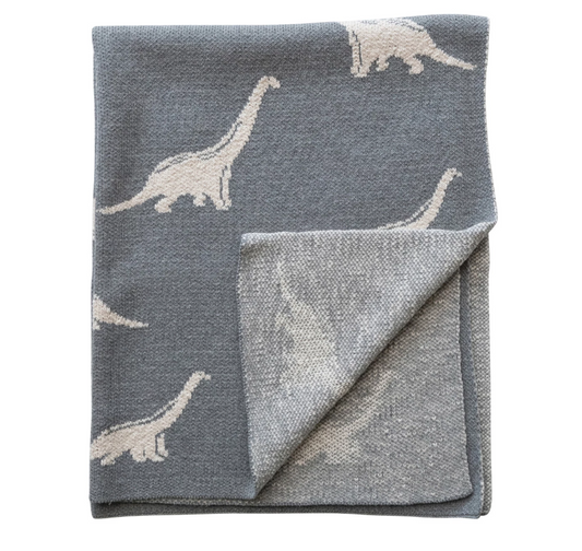 Knit Baby Blanket, Dinosaur