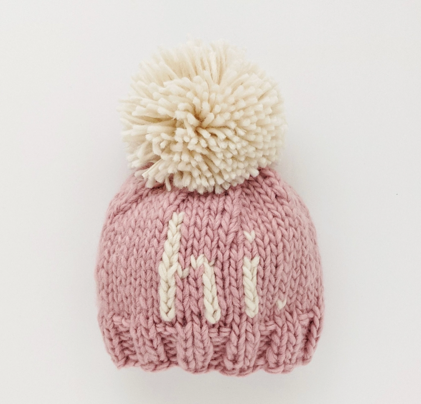 hi. Hand Knit Beanie, Pink