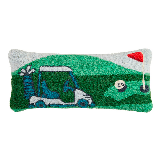 Golf Scene Hooked Pillow