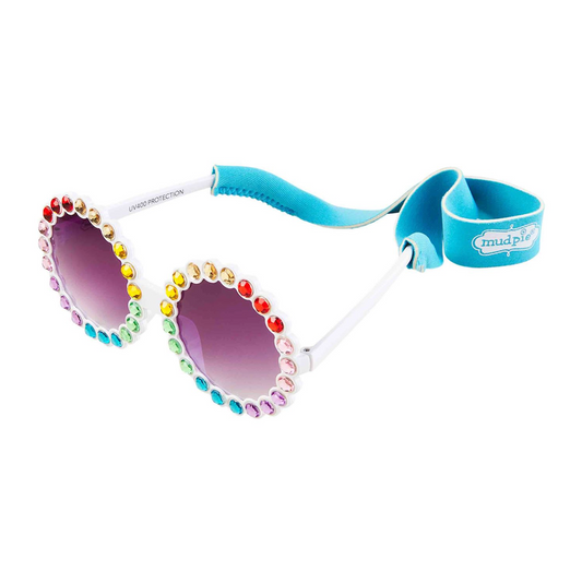 Toddler Girl Sunglass Set, White Round